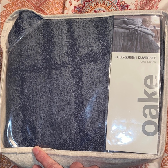 OAK Navy Duvet Cover Set. Indigo Shibori. Very soft. Denim look